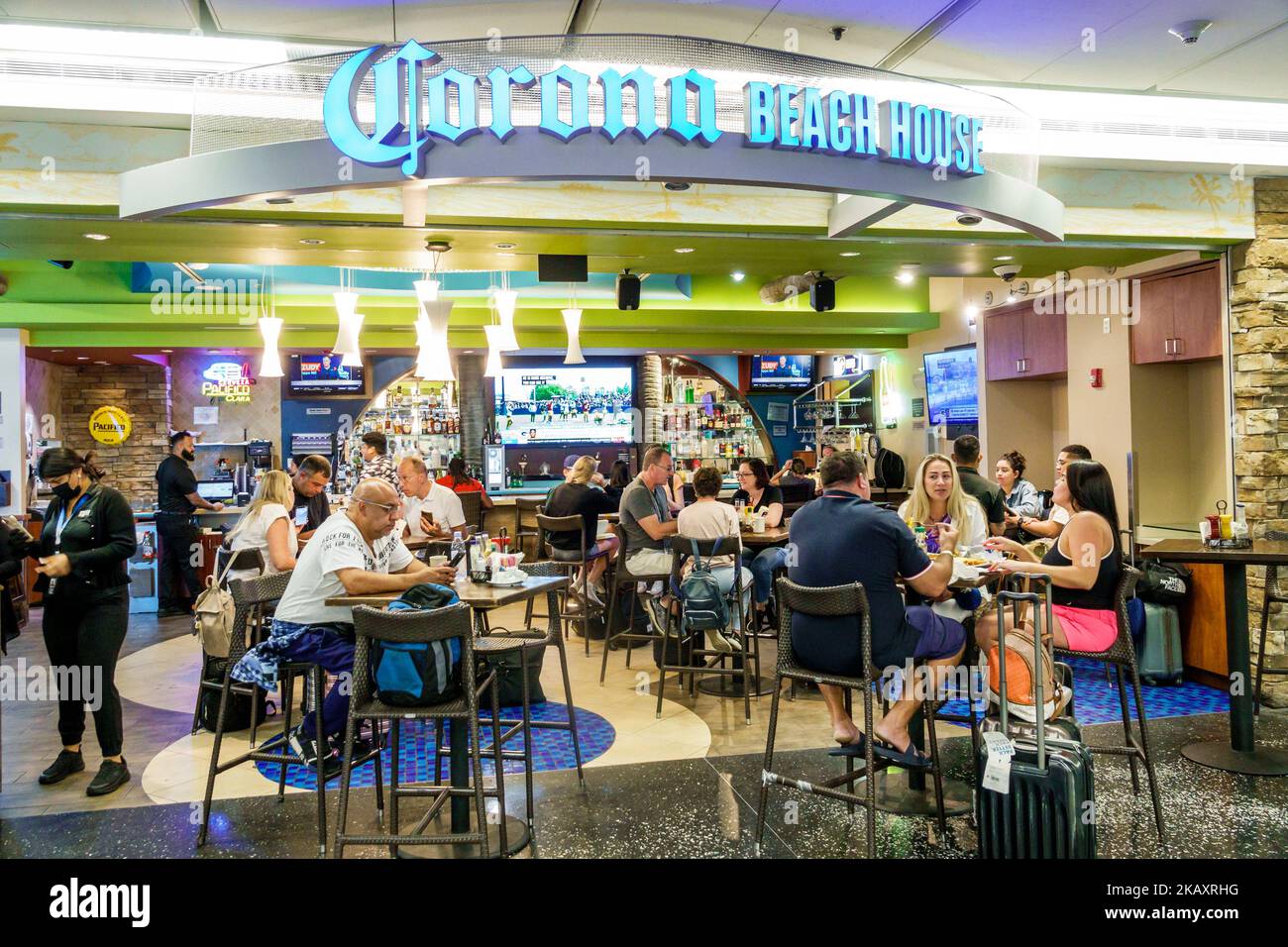 Miami Florida,Miami International Airport MIA terminal concourse gate area interior inside,restaurant restaurants dine dining eating out casual cafe c Stock Photo