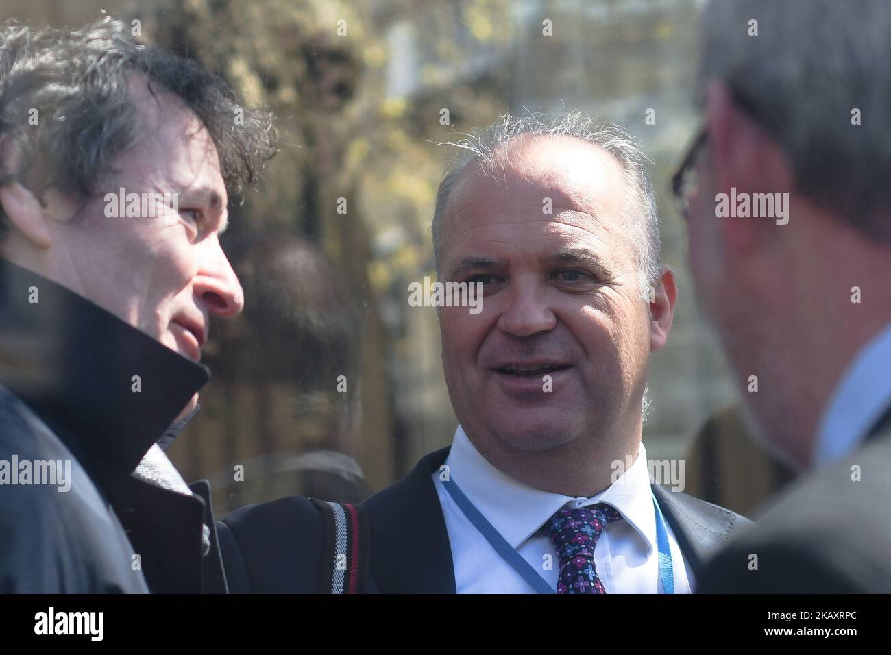 Dr Tony Holohan (Center), the Department of Health Chief Medical Officer, arrives at Leinster House (the Seat of the Irish Parliament) to attend an Oireachtas Joint Committee to discuss the Cervical Check programme. On Wednesday, May 2, 2018, in Dublin, Ireland. (Photo by Artur Widak/NurPhoto)  Stock Photo