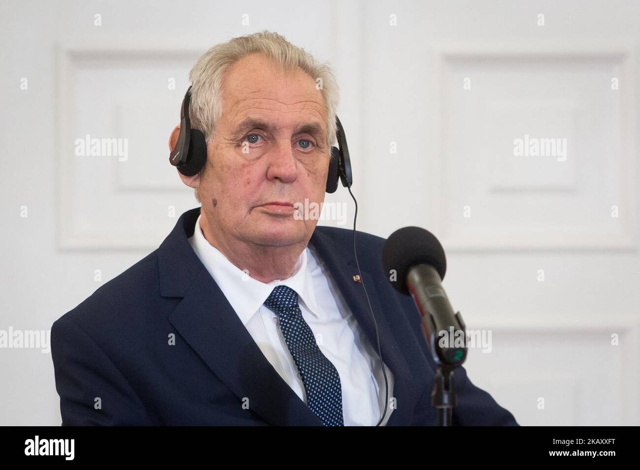 President of the Czech Republic Milos Zeman during the press conference with President of Poland Andrzej Duda at Presidential Palace in Warsaw, Poland on 10 May 2018 (Photo by Mateusz Wlodarczyk/NurPhoto) Stock Photo