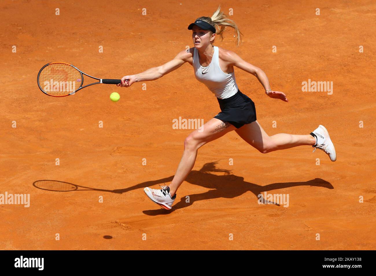 Elina Svitolina of Ukraine returns a forehand in her Womens Final match  against Simona Halep of Romania during day 8 of the Internazionali BNL  d'Italia 2018 tennis at Foro Italico on May