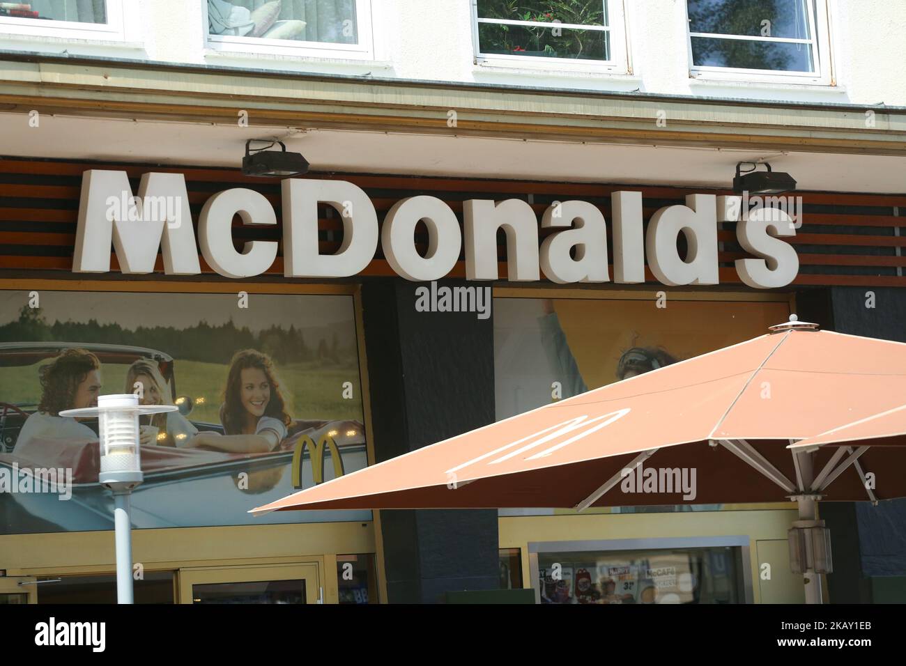 The logo of the American fast food company McDonald's, founded in 1940