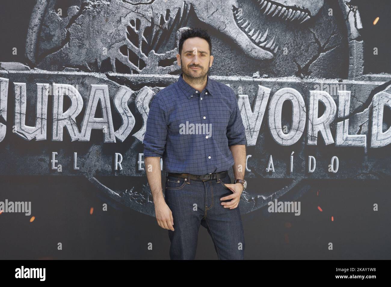 Director Juan Antonio Bayona attends the 'Jurassic World: Fallen Kingdom' ('Jurassic World: El Reino Caido') photocall at Villamagna hotel on May 22, 2018 in Madrid, Spain. (Photo by Oscar Gonzalez/NurPhoto) Stock Photo