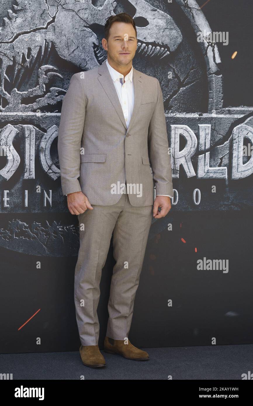 Actor Chris Pratt attends the 'Jurassic World: Fallen Kingdom' ('Jurassic World: El Reino Caido') photocall at Villamagna hotel on May 22, 2018 in Madrid, Spain. (Photo by Oscar Gonzalez/NurPhoto) Stock Photo