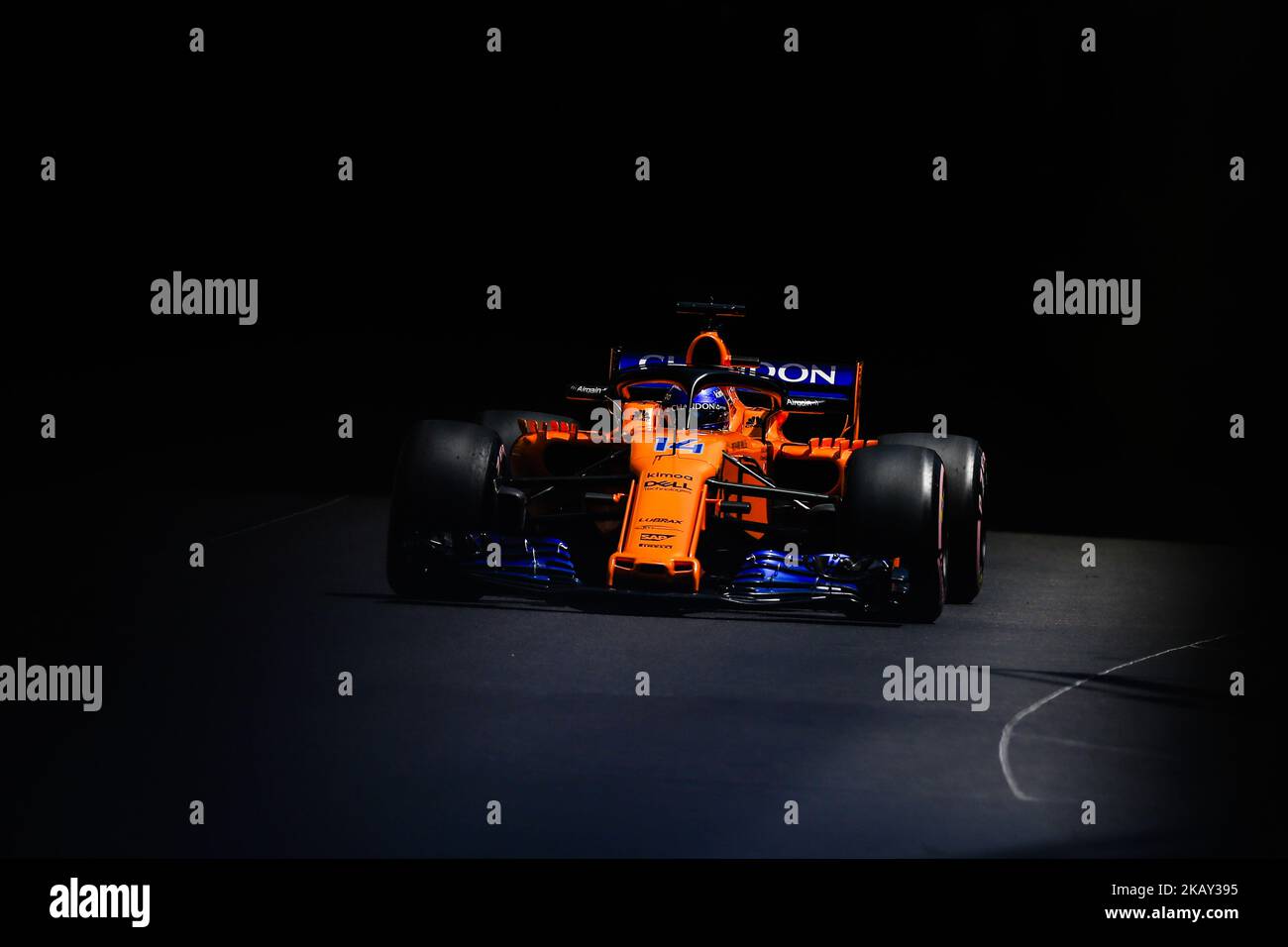 14 Fernando Alonso from Spain with McLaren Renault MCL33 during the Monaco Formula One Grand Prix at Monaco on 25 th of May, 2018 in Montecarlo, Monaco. (Photo by Xavier Bonilla/NurPhoto) Stock Photo