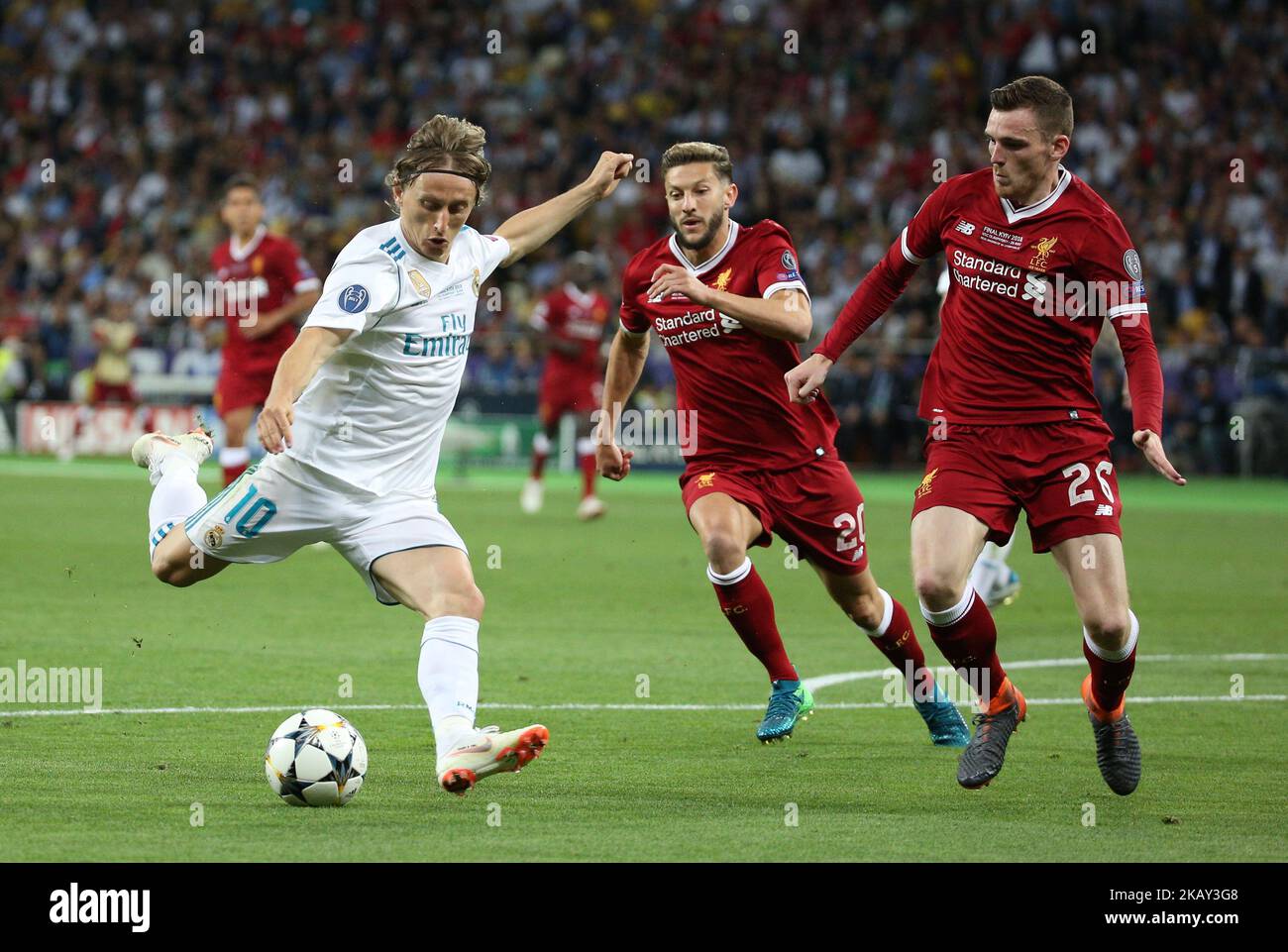 L-R) Andy Robertson (Liverpool), Luka Modric (Real), MAY 26, 2018