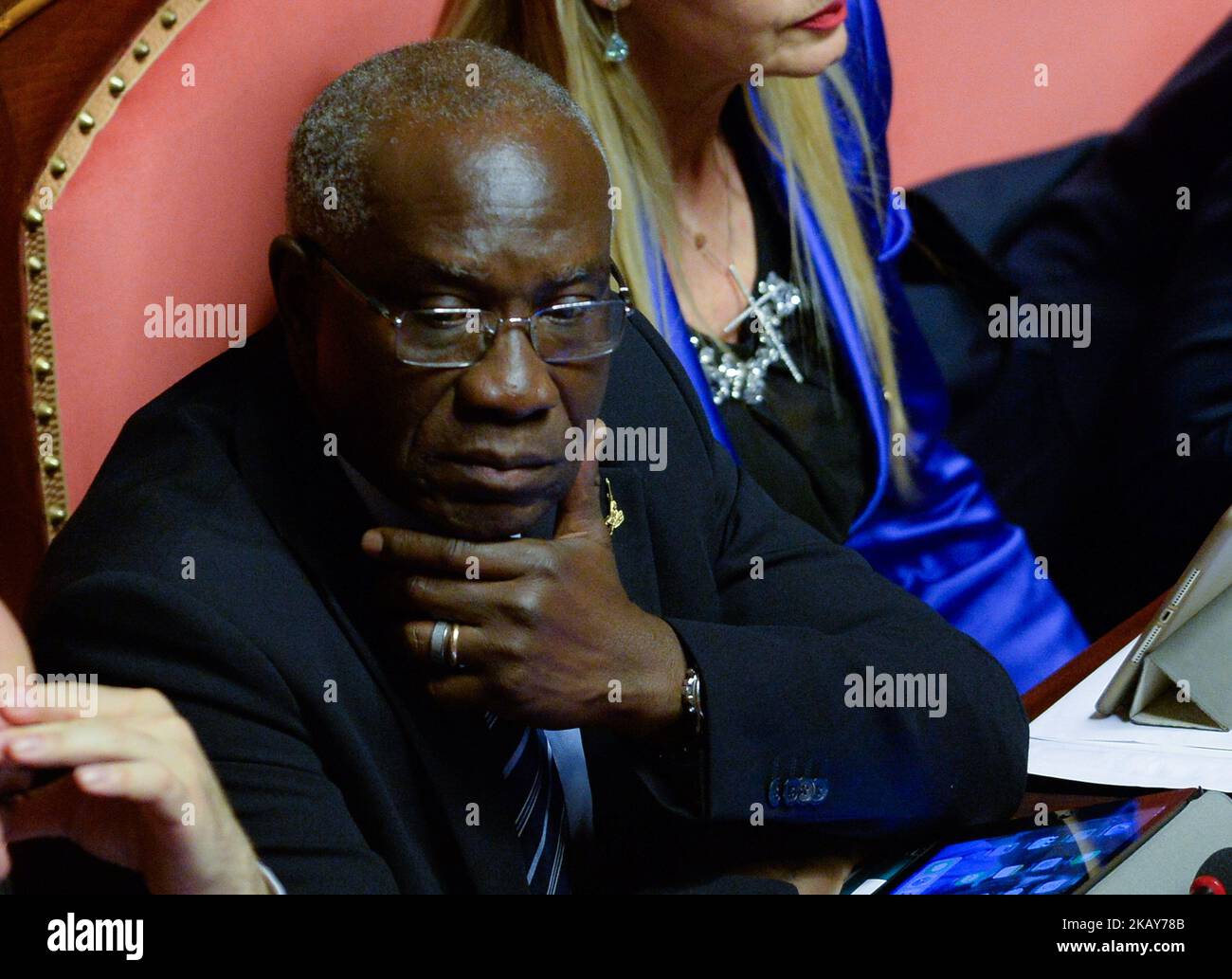 Toni Iwobi attend the confidence vote for the new government at the Italian  Senate on June 5, 2018 in Rome, Italy. (Photo by Silvia Lore/NurPhoto Stock  Photo - Alamy