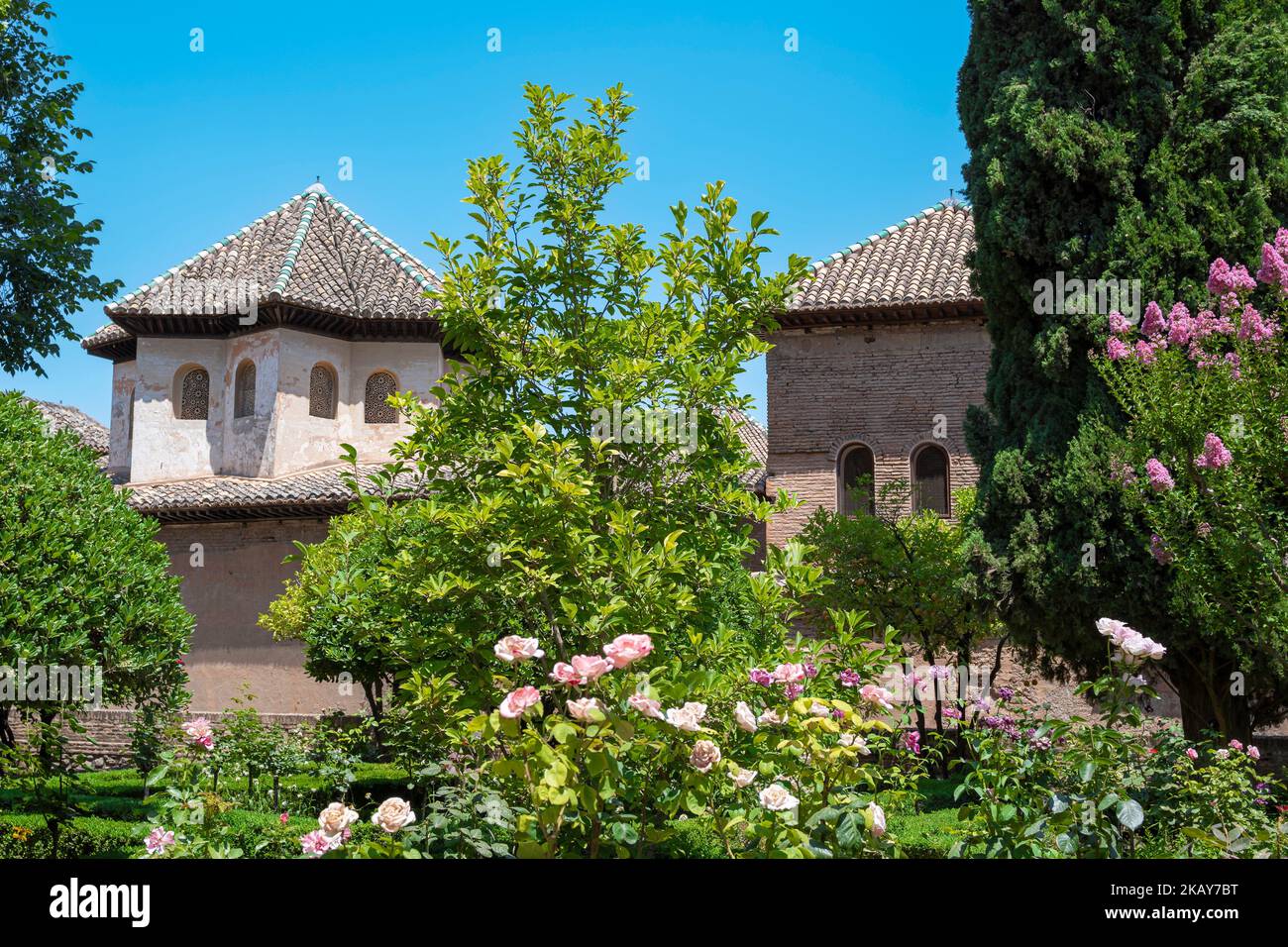 Jardines del Generalife en la Alhambra de Granada, EspaÃ±a.NEF Stock Photo