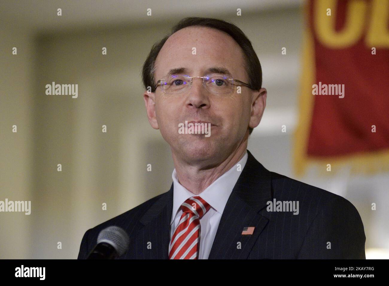 US Deputy Attorney General Rod Rosenstein delivers the keynote speech