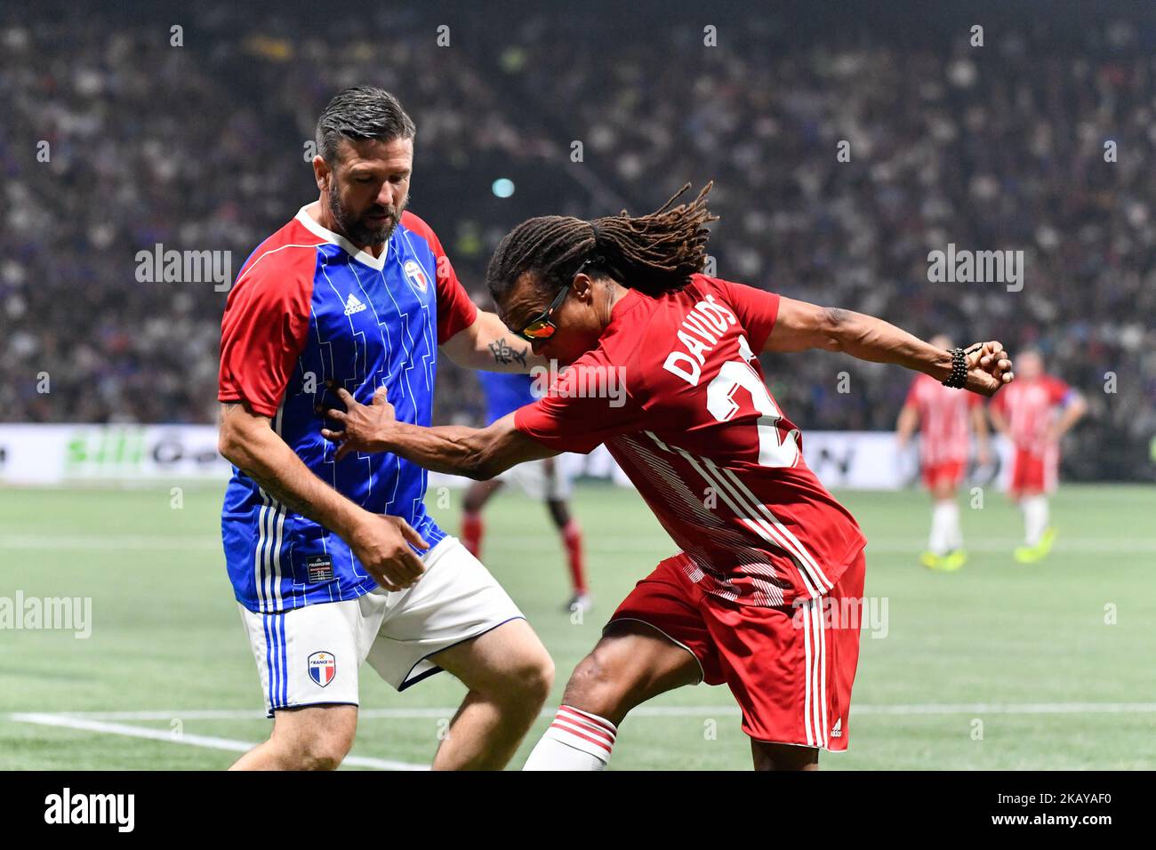 Edgar Davids during an exhibition football match between France's 1998 World Cup's French football national team and FIFA 98 composed with former international players, to mark the 20th anniversary of France's 1998 World Cup victory, on June 12, 2018 at the U Arena in Nanterre, near Paris. (Photo by Julien Mattia/NurPhoto) Stock Photo