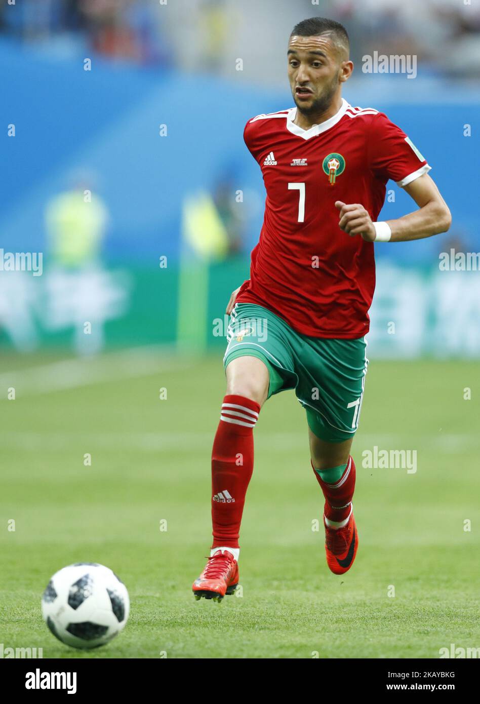 Group B Morocco v IR Iran - FIFA World Cup Russia 2018 Hakim Ziyach (Morocco) at Saint Petersburg Stadium , Russia on June 15, 2018. (Photo by Matteo Ciambelli/NurPhoto)  Stock Photo