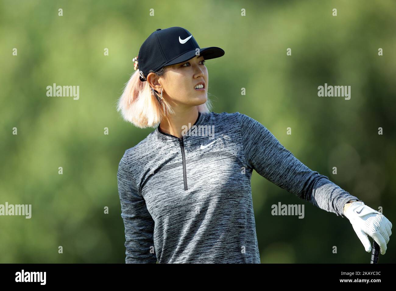 Michelle Wie of the United States tees off on the 5th during the second round of the Meijer LPGA Classic golf tournament at Blythefield Country Club in Belmont, MI, USA Friday, June 15, 2018. (Photo by Jorge Lemus/NurPhoto) Stock Photo