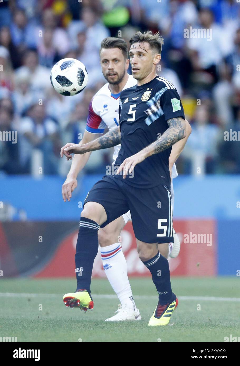 Lucas Biglia (Argentina) during the 2018 FIFA World Cup Russia group D match between Argentina and Iceland at the Spartak Stadium on June 16, 2018 in Moscow, Russia. (Photo by Matteo Ciambelli/NurPhoto) Stock Photo