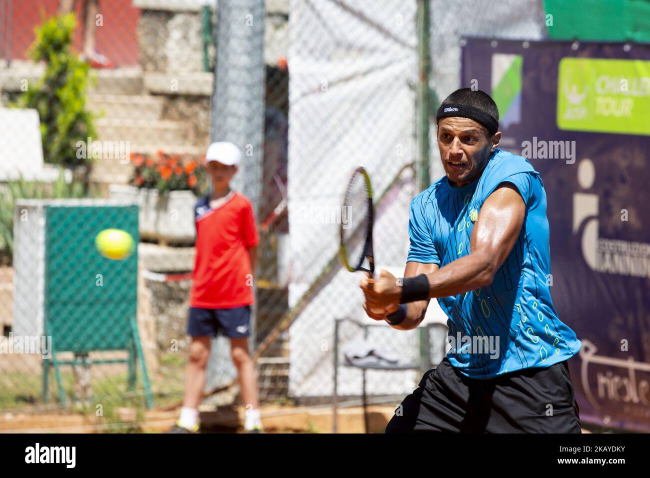 Joao Souza during match between Joao Souza (BRA) and Riccardo Bonadio (ITA)  during day 2 at the Interzionali di Tennis Citt dell'Aquila (ATP Challenger  L'Aquila) in L'Aquila, Italy, on June 17, 2018. (