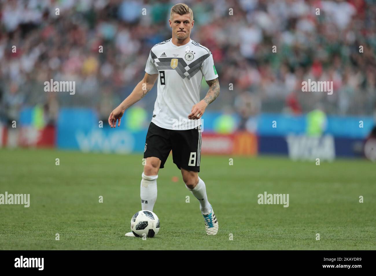 midfielder Toni Kroos of Germany National team during a Group F 2018 FIFA World Cup soccer match between Germany and Mexico on June 16, 2018, at the Kazan Arena in Kazan, Russia. (Photo by Anatolij Medved/NurPhoto) Stock Photo