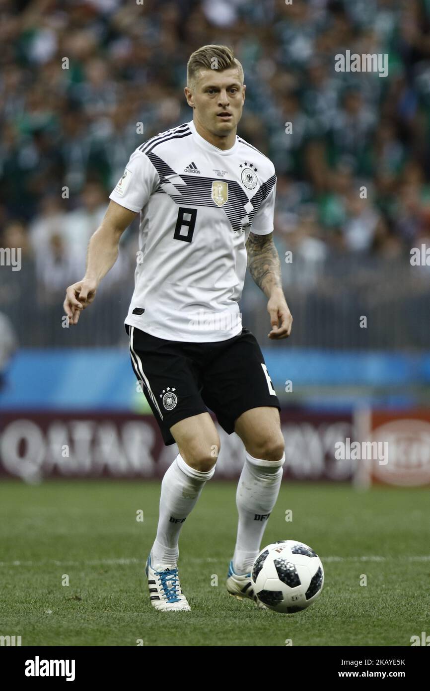 Toni Kroos during the 2018 FIFA World Cup Russia group F match between Germany and Mexico at Luzhniki Stadium on June 17, 2018 in Moscow, Russia. (Photo by Mehdi Taamallah/NurPhoto) Stock Photo