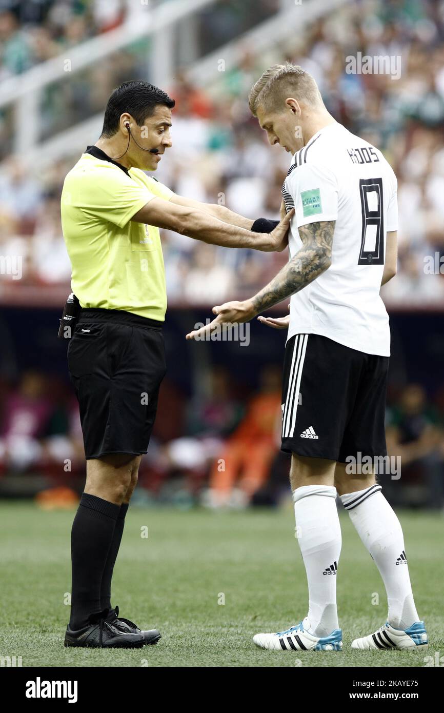 Toni Kroos during the 2018 FIFA World Cup Russia group F match between Germany and Mexico at Luzhniki Stadium on June 17, 2018 in Moscow, Russia. (Photo by Mehdi Taamallah/NurPhoto) Stock Photo