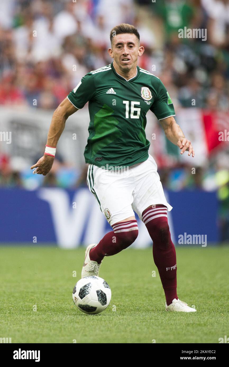 Hector Herrera of Mexico controls the ball during the 2018 FIFA World Cup Russia Group F match between Germany and Mexico at Luzhniki Stadium in Moscow, Russia on June 17, 2018 (Photo by Andrew Surma/NurPhoto) Stock Photo
