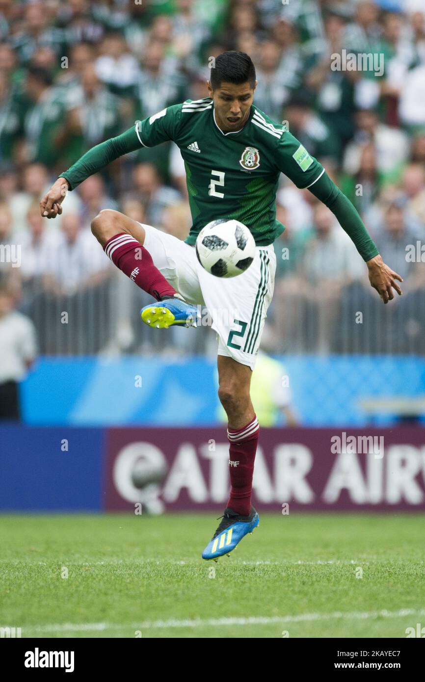 Hugo Ayala of Mexico during the 2018 FIFA World Cup Russia Group F match between Germany and Mexico at Luzhniki Stadium in Moscow, Russia on June 17, 2018 (Photo by Andrew Surma/NurPhoto) Stock Photo