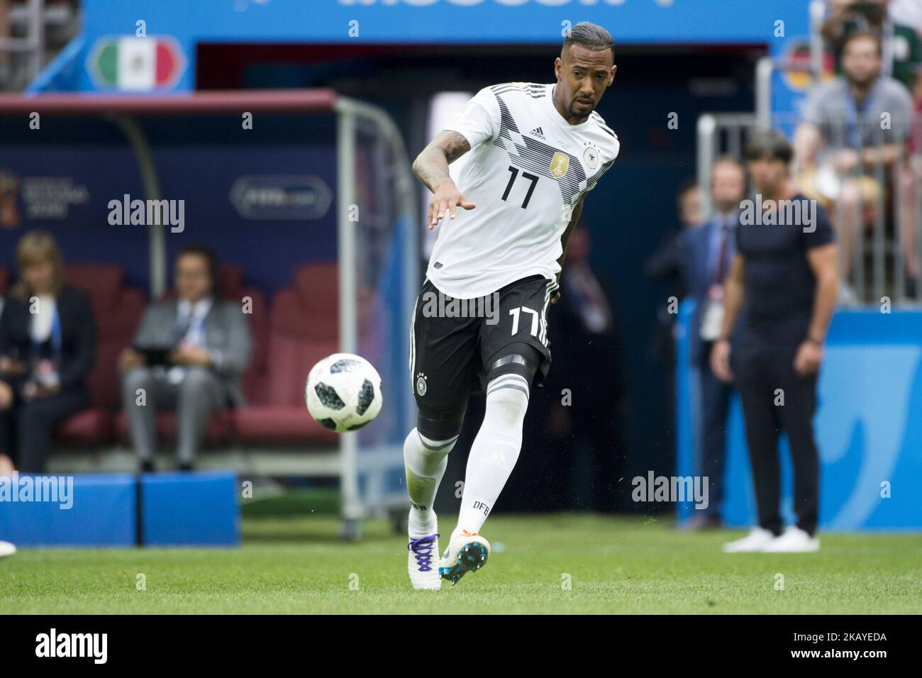 Jerome Boateng of Germany controls the ball during the 2018 FIFA World Cup Russia Group F match between Germany and Mexico at Luzhniki Stadium in Moscow, Russia on June 17, 2018 (Photo by Andrew Surma/NurPhoto) Stock Photo