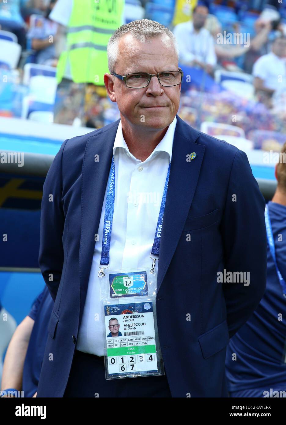 Group F Sweden v Korea Republic - FIFA World Cup Russia 2018 Sweden coach Janne Andersson at Nizhny Novgorod Stadium, Russia on June 18, 2018. (Photo by Matteo Ciambelli/NurPhoto)  Stock Photo