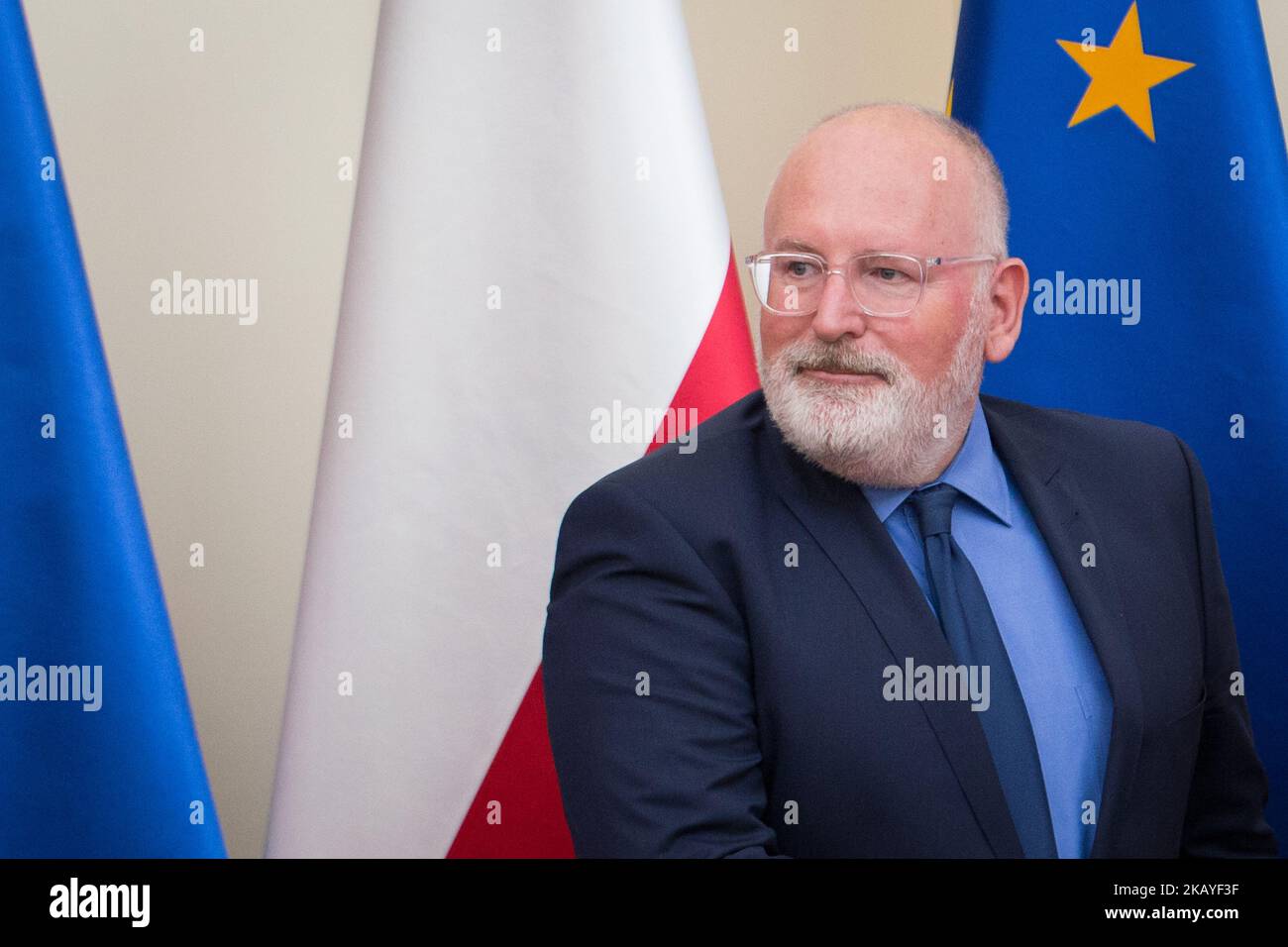 First Vice-President of European Commission Frans Timmermans during a meeting with Polish Prime Minister Mateusz Morawiecki at Chancellery of the Prime Minister in Warsaw, Poland on 18 June 2018. PM Morawiecki and Timmermans will discuss the rule of law in Poland (Photo by Mateusz Wlodarczyk/NurPhoto) Stock Photo