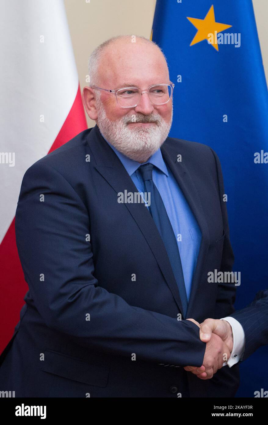 First Vice-President of European Commission Frans Timmermans during a meeting with Polish Prime Minister Mateusz Morawiecki at Chancellery of the Prime Minister in Warsaw, Poland on 18 June 2018. PM Morawiecki and Timmermans will discuss the rule of law in Poland (Photo by Mateusz Wlodarczyk/NurPhoto) Stock Photo