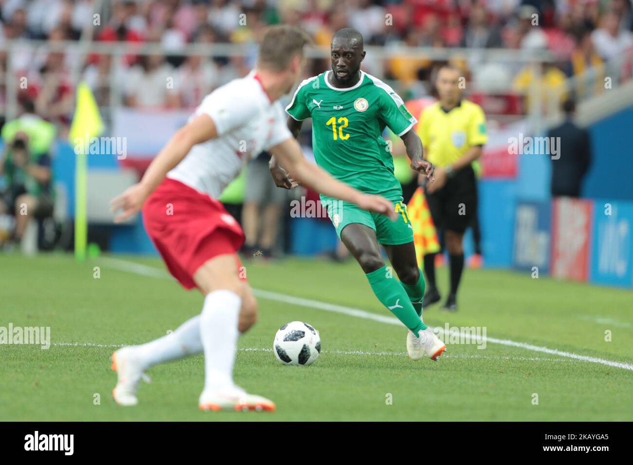 defender Youssouf Sabaly of Senegal National team during the group H match between Poland and Senegal at the FIFA World Cup 2018 at Spartak stadium in Moscow, Russia, Tuesdayday, June 19, 2018. (Photo by Anatolij Medved/NurPhoto) Stock Photo