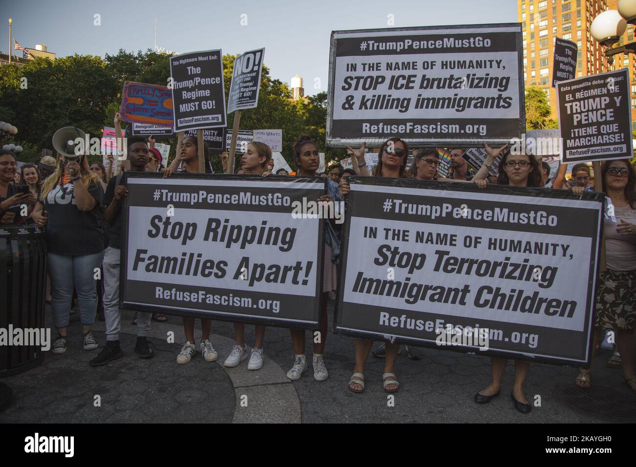 Protesters marched against ICE's actions and the president's support of separating families. in New York City, US, on 19 June 2018. (Photo by Shay Horse/NurPhoto) Stock Photo
