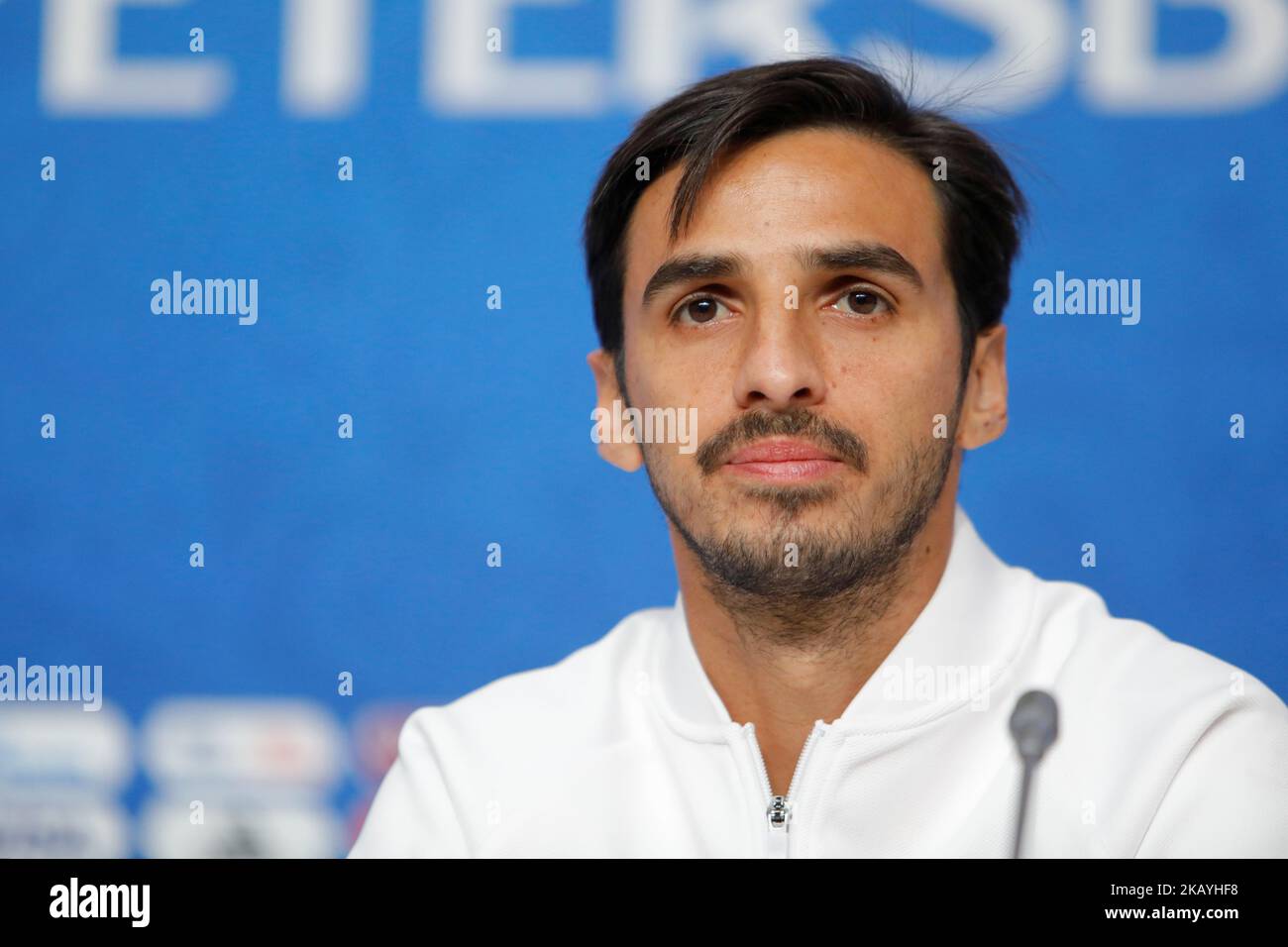 Bryan Ruiz of Costa Rica national team attends a press conference during the FIFA World Cup 2018 on June 21, 2018 at Saint Petersburg Stadium in Saint Petersburg, Russia. (Photo by Mike Kireev/NurPhoto) Stock Photo