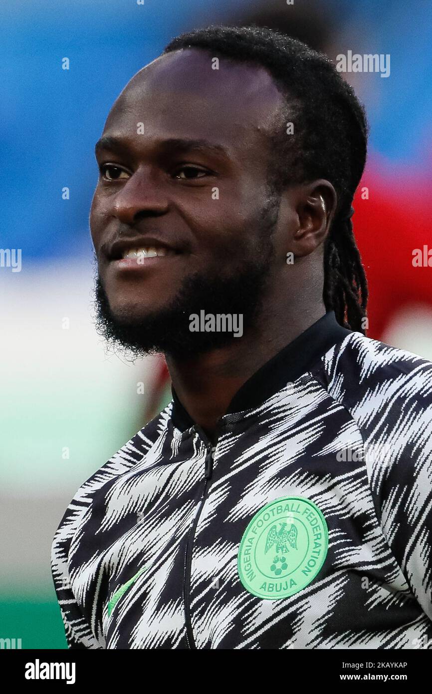 Victor Moses of Nigeria national team during the 2018 FIFA World Cup Russia group D match between Nigeria and Argentina on June 26, 2018 at Saint Petersburg Stadium in Saint Petersburg, Russia. (Photo by Mike Kireev/NurPhoto) Stock Photo