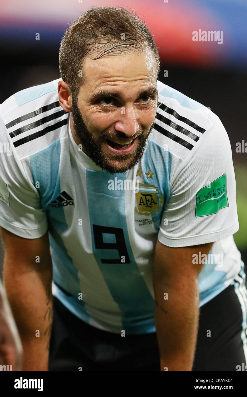 Gonzalo Higuain of Argentina national team during the 2018 FIFA World Cup Russia group D match between Nigeria and Argentina on June 26, 2018 at Saint Petersburg Stadium in Saint Petersburg, Russia. (Photo by Mike Kireev/NurPhoto) Stock Photo