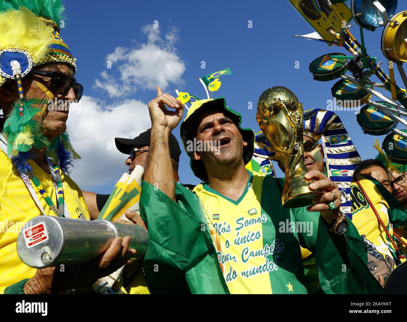 Group E Serbia v Brazil - FIFA World Cup Russia 2018 Brazil supporters at Spartak Stadium in Moscow, Russia on June 27, 2018. (Photo by Matteo Ciambelli/NurPhoto)  Stock Photo