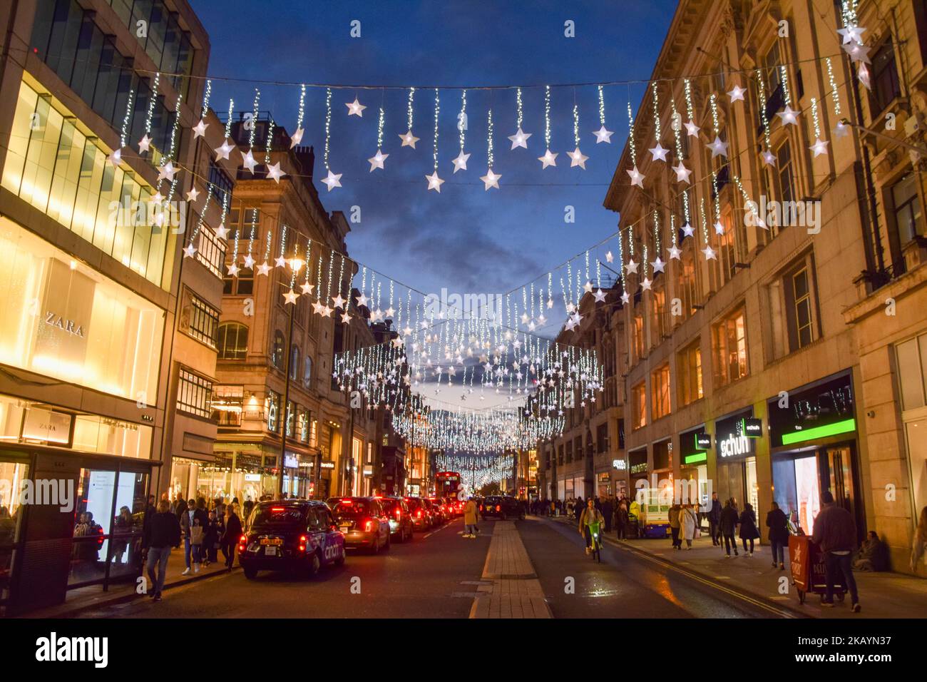 London, England, UK. 3rd Nov, 2022. Christmas lights decorate London's