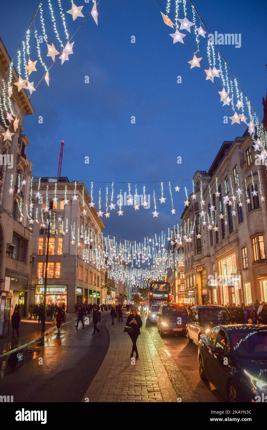 London, England, UK. 3rd Nov, 2022. Christmas lights decorate London's