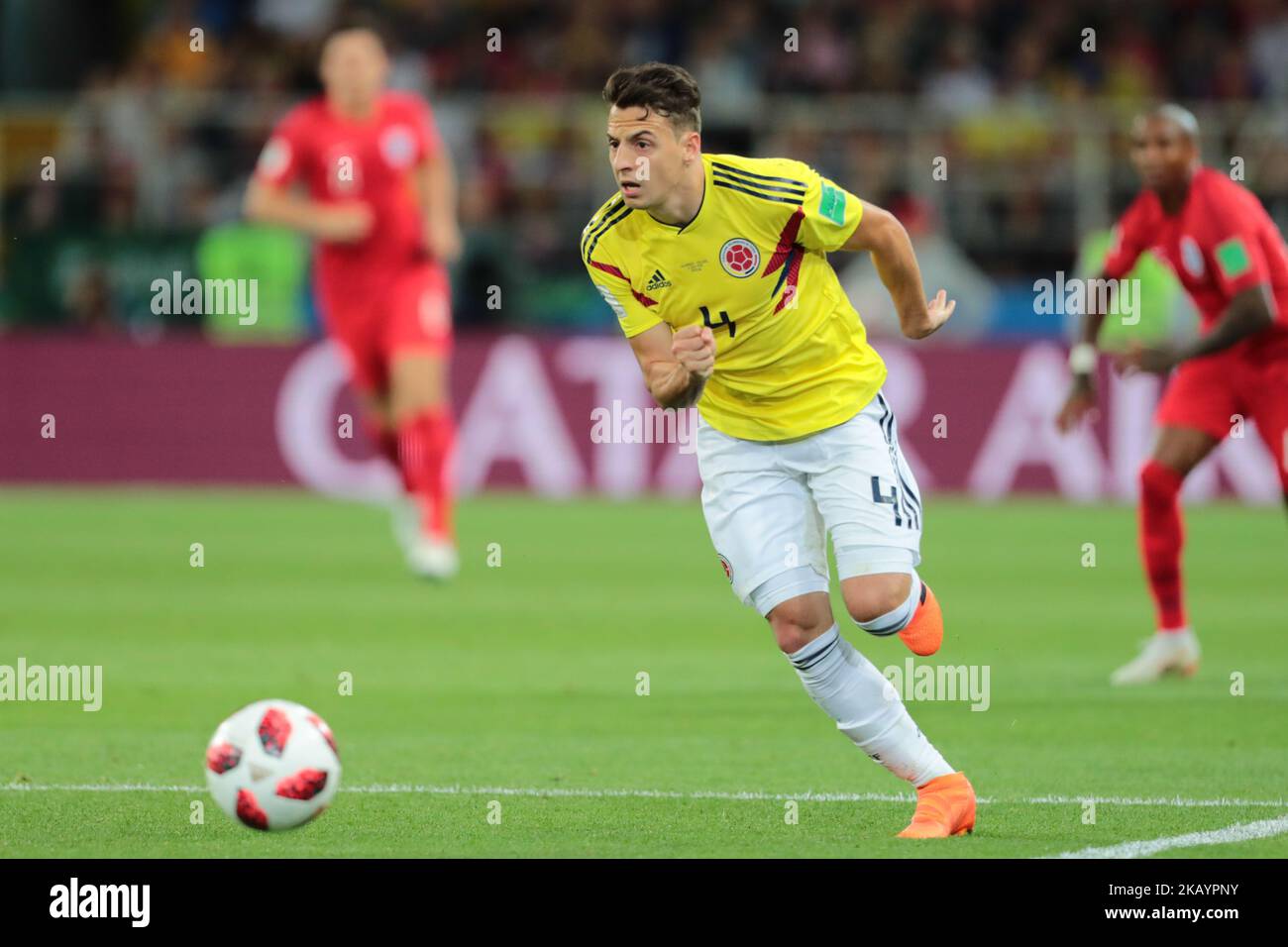 defender Santiago Arias of Colombia National team during the round of 16 match between Colombia and England at the FIFA World Cup 2018 at Spartak Stadium in Moscow, Russia, Tuesday, July 3, 2018. (Photo by Anatolij Medved/NurPhoto) Stock Photo