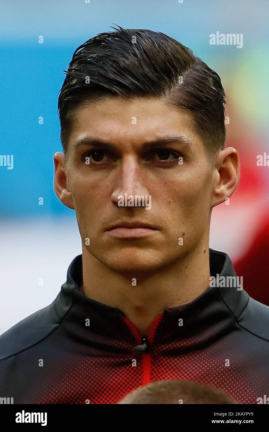 Steven Zuber of Switzerland national team during the 2018 FIFA World Cup Russia Round of 16 match between Sweden and Switzerland on July 3, 2018 at Saint Petersburg Stadium in Saint Petersburg, Russia. (Photo by Mike Kireev/NurPhoto) Stock Photo