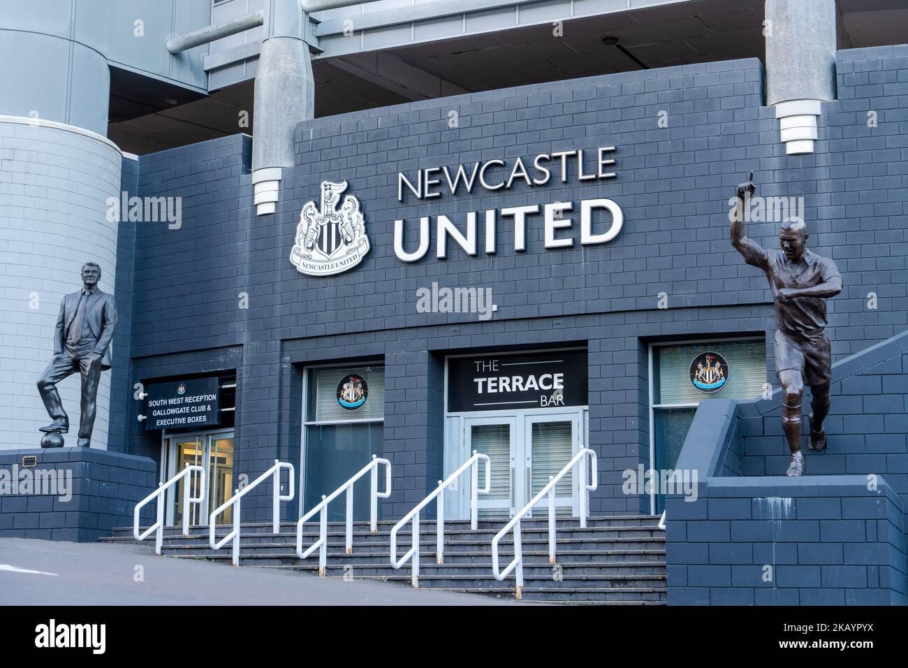 Exterior view of St James' Park football ground, home stadium of Newcastle United soccer club in Newcastle upon Tyne, UK. Stock Photo