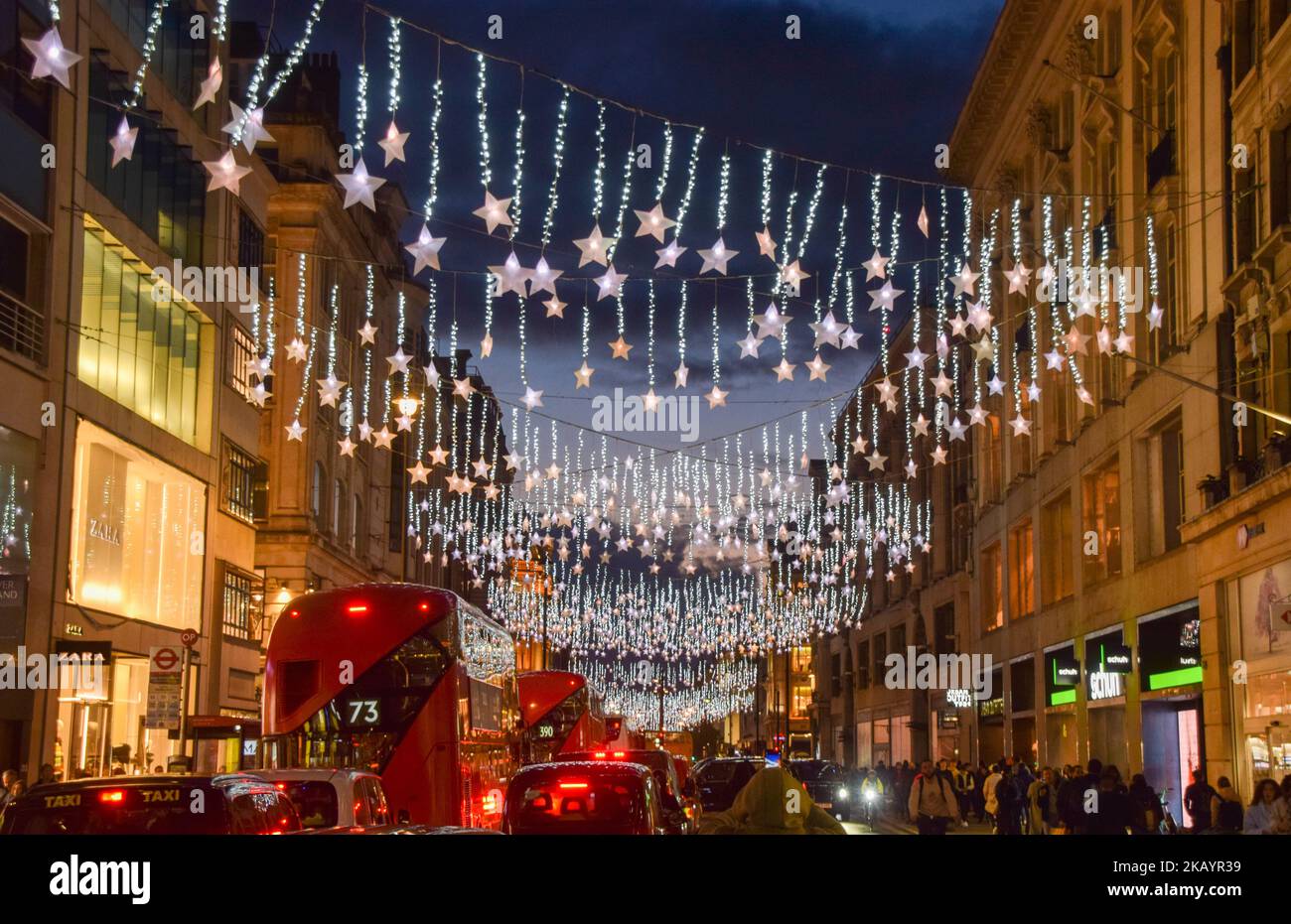 London, England, UK. 3rd Nov, 2022. Christmas lights decorate London's