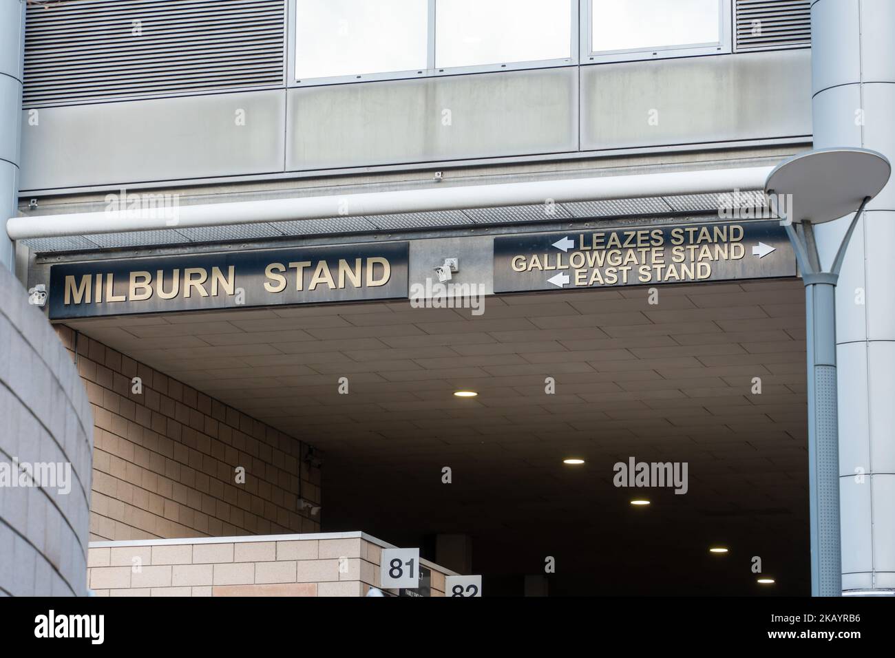 Exterior view of the Milburn Stand at St James' Park football ground