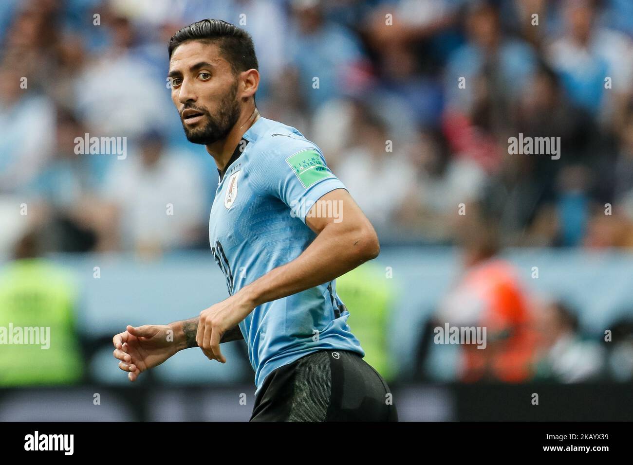 Jonathan Urretaviscaya of Uruguay national team during the 2018 FIFA World Cup Russia Quarter Final match between Uruguay and France on July 6, 2018 at Nizhny Novgorod Stadium in Nizhny Novgorod, Russia. (Photo by Mike Kireev/NurPhoto) Stock Photo
