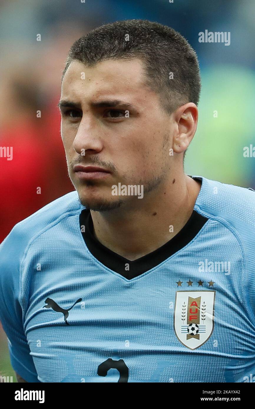 Jose Gimenez of Uruguay national team during the 2018 FIFA World Cup Russia Quarter Final match between Uruguay and France on July 6, 2018 at Nizhny Novgorod Stadium in Nizhny Novgorod, Russia. (Photo by Mike Kireev/NurPhoto) Stock Photo