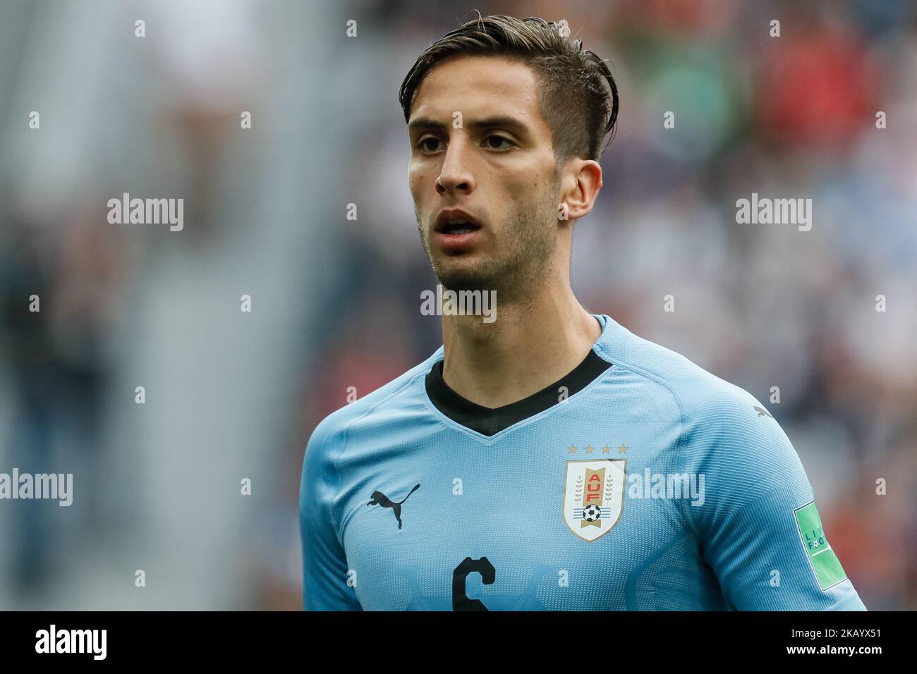 Rodrigo Bentancur of Uruguay national team during the 2018 FIFA World Cup Russia Quarter Final match between Uruguay and France on July 6, 2018 at Nizhny Novgorod Stadium in Nizhny Novgorod, Russia. (Photo by Mike Kireev/NurPhoto) Stock Photo