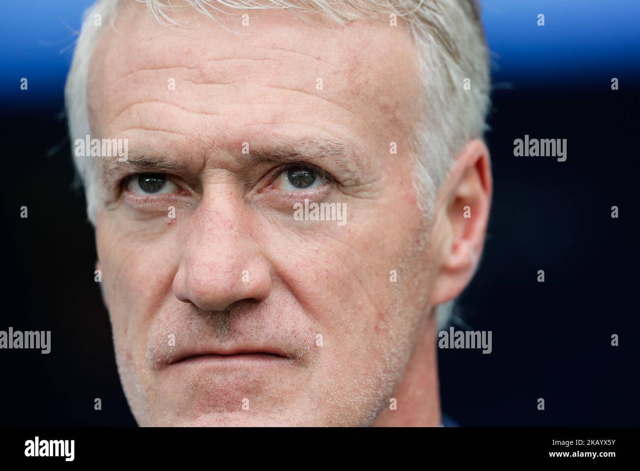 France national team head coach Didier Deschamps during the 2018 FIFA World Cup Russia Quarter Final match between Uruguay and France on July 6, 2018 at Nizhny Novgorod Stadium in Nizhny Novgorod, Russia. (Photo by Mike Kireev/NurPhoto) Stock Photo