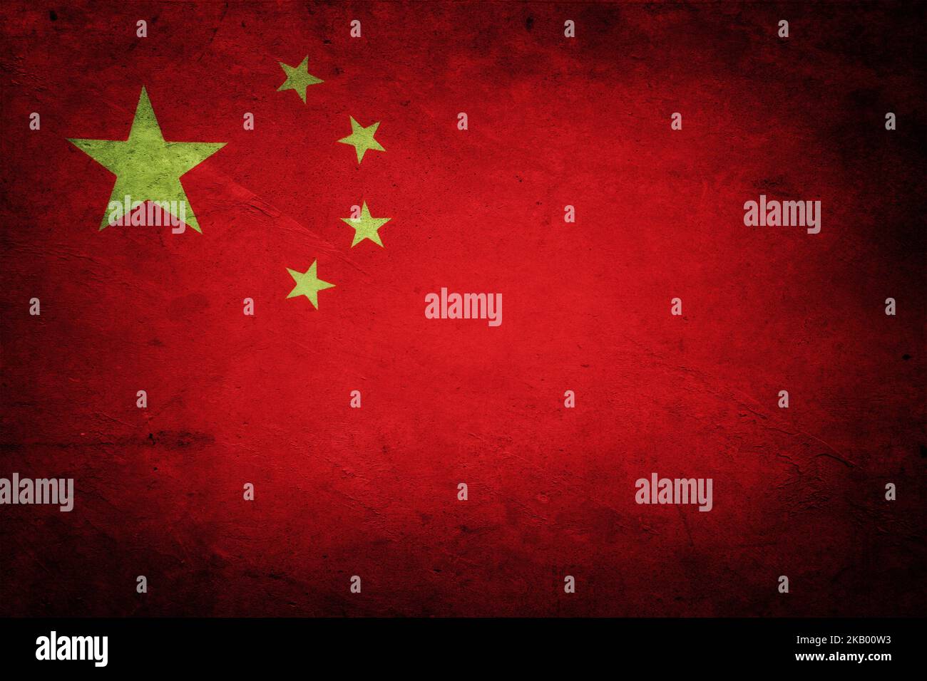 Closeup of grunge Chinese flag Stock Photo