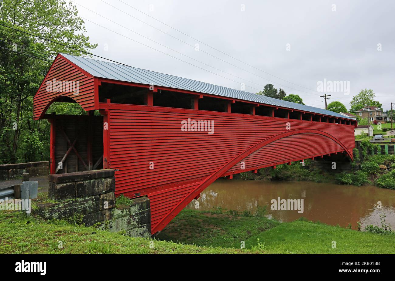 Side view at Barrackville covered bridge West Virginia Stock Photo