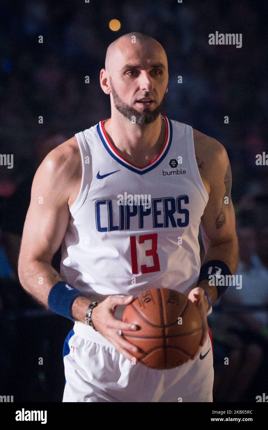 Marcin Gortat during the charity basketball game 'Gortat Team' (celebrities) vs Polish Army, organized by Marcin Gortat (NBA player), at Atlas Arena in Lodz, Poland on 21 July 2018 (Photo by Mateusz Wlodarczyk/NurPhoto) Stock Photo