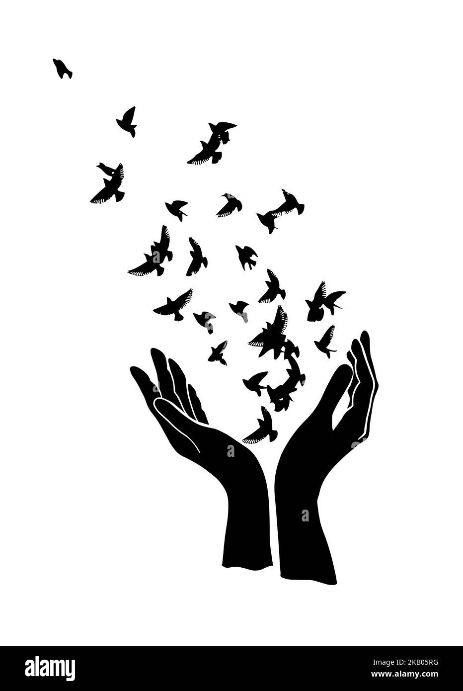 care about world. concept of world without war hands and dove. Vector illustration Stock Vector