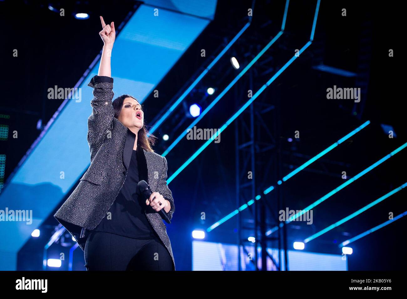 Laura Pausini performing live on stage in Rome at Circus Maximus, Rome, Italy on 22 July 2018. (Photo by Giuseppe Maffia/NurPhoto) Stock Photo