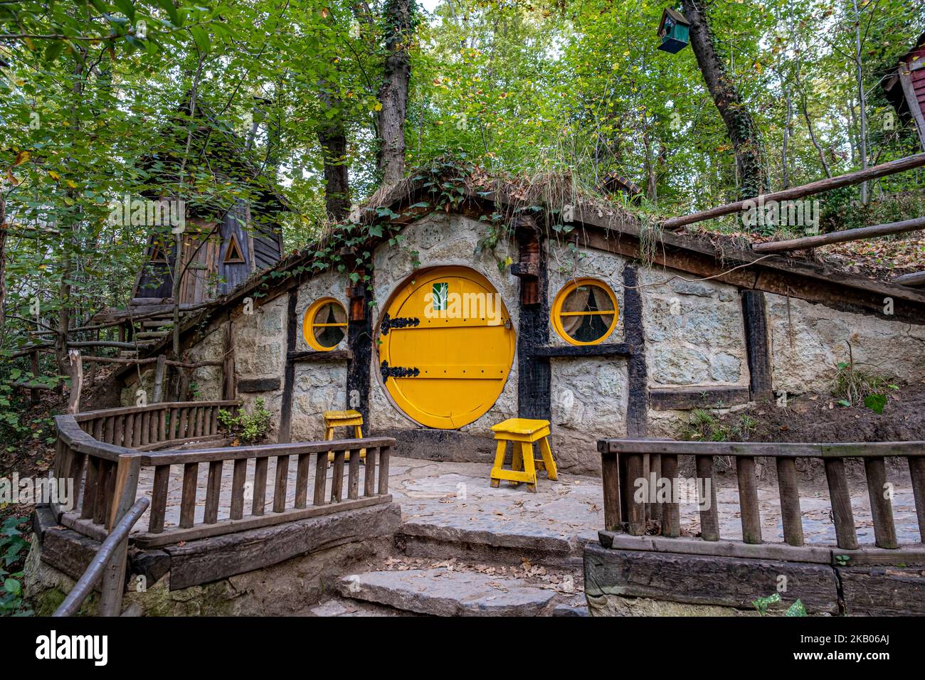 Ormanya Izmit Ormanya City Park, Wooden colored houses inspired by the Hobbit ...