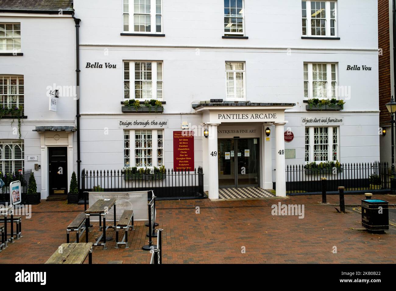 Tunbridge Wells, Kent, UK October 31 2022. The exterior of the Pantiles Arcade and other